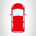 Car icon. Red hatchback vehicle, top view. Vector illustration Royalty Free Stock Photo